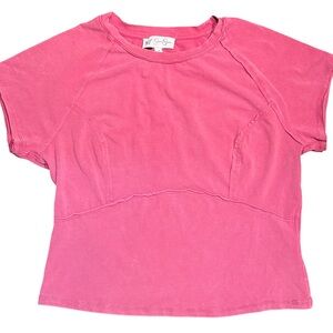 Jessica Simpson Athletic Top Size Medium Pink Activewear Short Sleeve